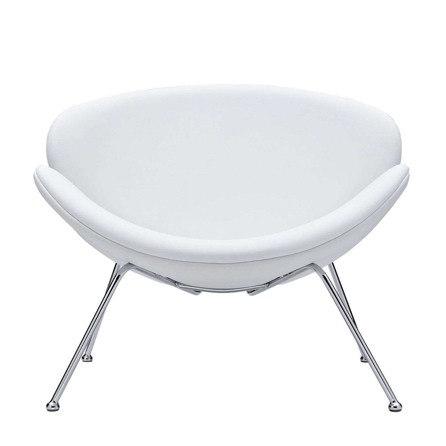 home office desk chairs | CasaFoyer Nutshell Lounge Chair | Spacious & Inviting Seating | Mid-Century Style | Sleek Chrome Legs | Stylish & Comfortable | White | casafoyer.myshopify.com
