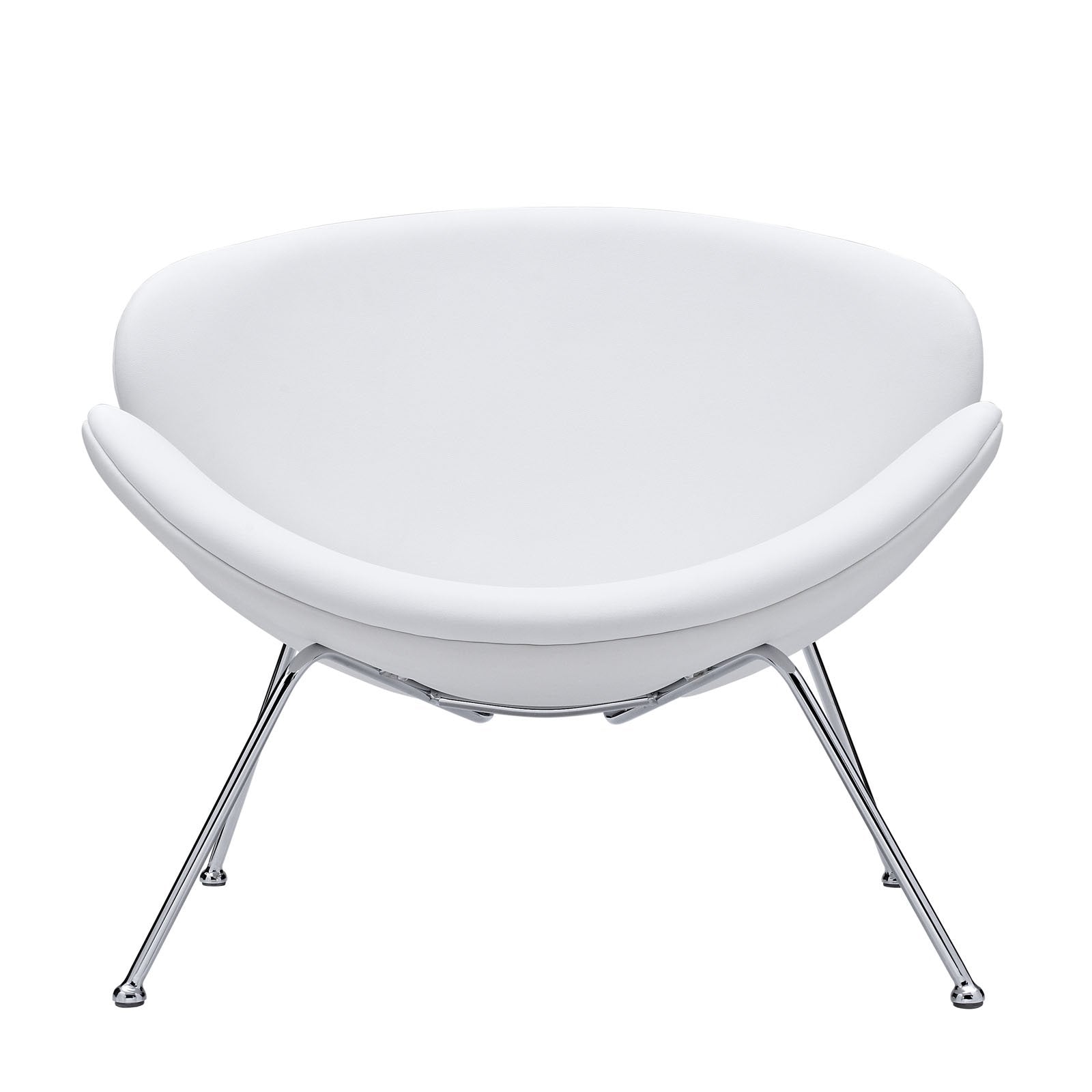home office desk chairs | CasaFoyer Nutshell Lounge Chair | Spacious & Inviting Seating | Mid-Century Style | Sleek Chrome Legs | Stylish & Comfortable | White | casafoyer.myshopify.com