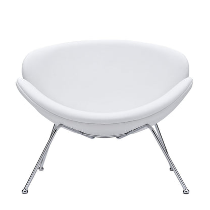 home office desk chairs | CasaFoyer Nutshell Lounge Chair | Spacious & Inviting Seating | Mid-Century Style | Sleek Chrome Legs | Stylish & Comfortable | White | casafoyer.myshopify.com
