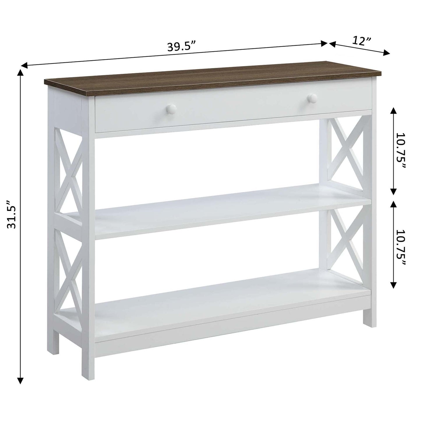 TABLE | Oxford 1 Drawer Console Table with Shelves | Modern X Pattern Design | Concealed Storage Drawer | Versatile & Timeless | From Oxford Collection | casafoyer.myshopify.com