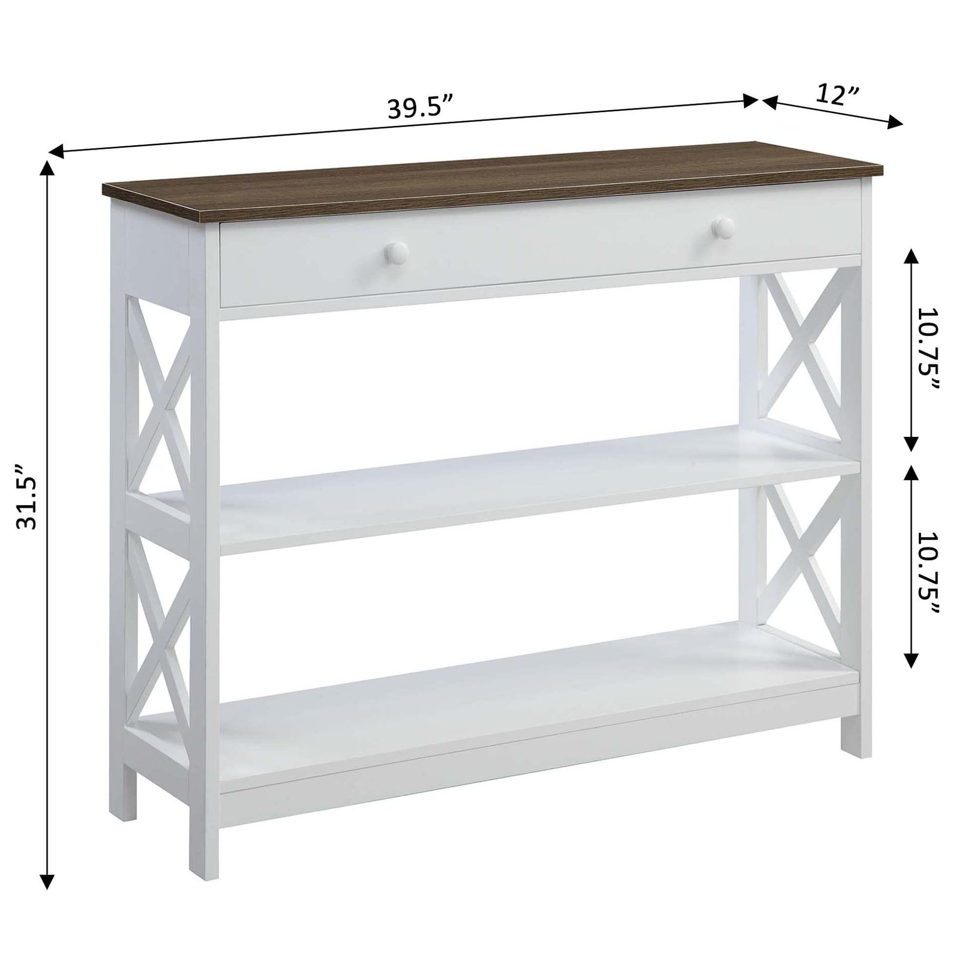 TABLE | Oxford 1 Drawer Console Table with Shelves | Modern X Pattern Design | Concealed Storage Drawer | Versatile & Timeless | From Oxford Collection | casafoyer.myshopify.com