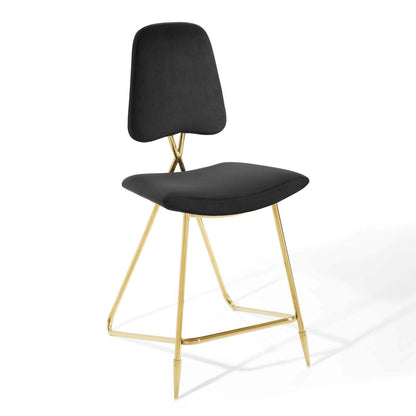 barstools | CasaFoyer Ponder Upholstered Performance Velvet Dining Room Counter Stool | Comfortable, Stylish, and Practical | Stain-Resistant Velvet Upholstery | Gold Stainless Steel Base | Set of 1 | casafoyer.myshopify.com