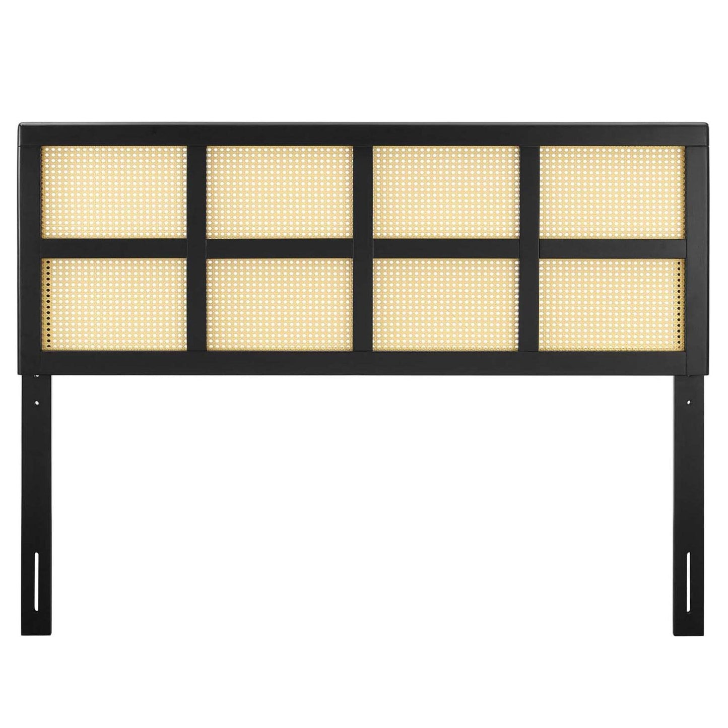 Bed | CasaFoyer Luana Cane Woven Rattan Queen Headboard | Mid-Century Modern Style | Organic Aesthetic | Solid Rubberwood | Customizable | Easy Assembly | casafoyer.myshopify.com