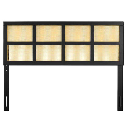 headboards | CasaFoyer Luana Cane Woven Rattan King Headboard | Tropical Vibes | Mid-Century Modern Style | Organic Aesthetic | Solid Rubberwood | Long-Lasting Durability | Compatible with Billie and Margo Bed Frames | Easy Assembly | Black | casafoyer.myshopify.com