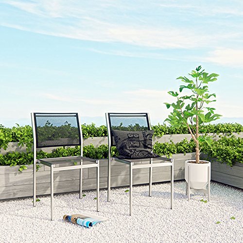 patio bistro sets | CasaFoyer Shore Outdoor Patio Dining Side Chair in Mesh | Sturdy Aluminum Frame | Breathable Textilene | Easy Assembly | Set of 2 | casafoyer.myshopify.com