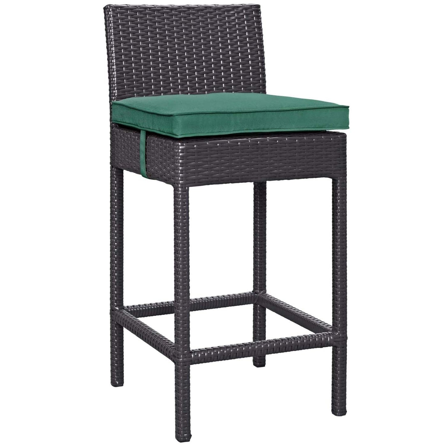 STOOL_SEATING | Convene Outdoor Bar Stool | Durable Rattan Weave | Weather-Resistant Cushions | Espresso Green | casafoyer.myshopify.com