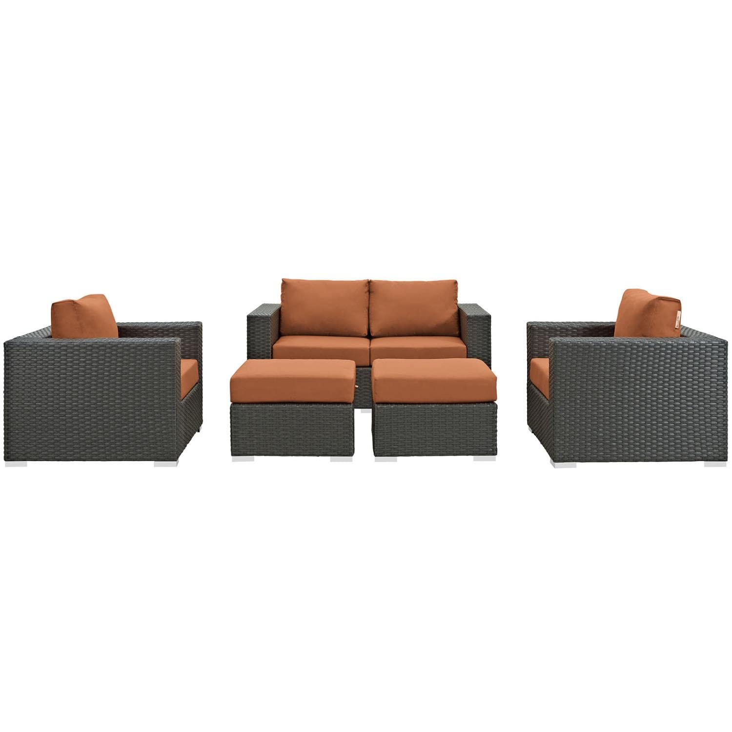 kitchen and dining room sets | CasaFoyer Sojourn Outdoor Patio Furniture Set | Sunbrella Cushions | Synthetic Rattan | UV Protection | Aluminum Frame | Includes Loveseat, Armchairs, Ottomans | Perfect for Patio, Backyard, Poolside | casafoyer.myshopify.com