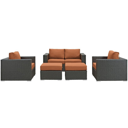 kitchen and dining room sets | CasaFoyer Sojourn Outdoor Patio Furniture Set | Sunbrella Cushions | Synthetic Rattan | UV Protection | Aluminum Frame | Includes Loveseat, Armchairs, Ottomans | Perfect for Patio, Backyard, Poolside | casafoyer.myshopify.com