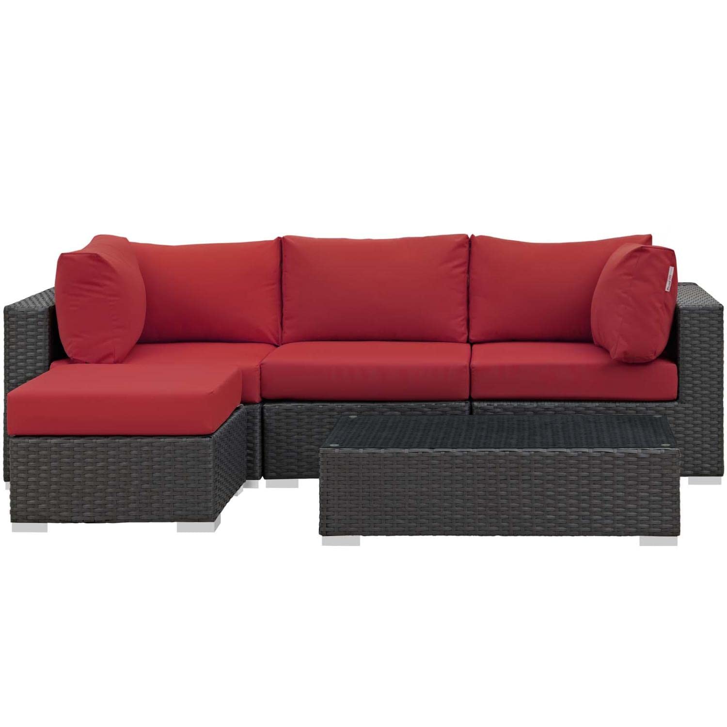 kitchen and dining room sets | CasaFoyer Sojourn Outdoor Patio Furniture Set | Sunbrella Cushions | Rattan Weave | UV Protection | Aluminum Frame | Includes Armless Chair, Coffee Table, Ottoman, Corners | casafoyer.myshopify.com