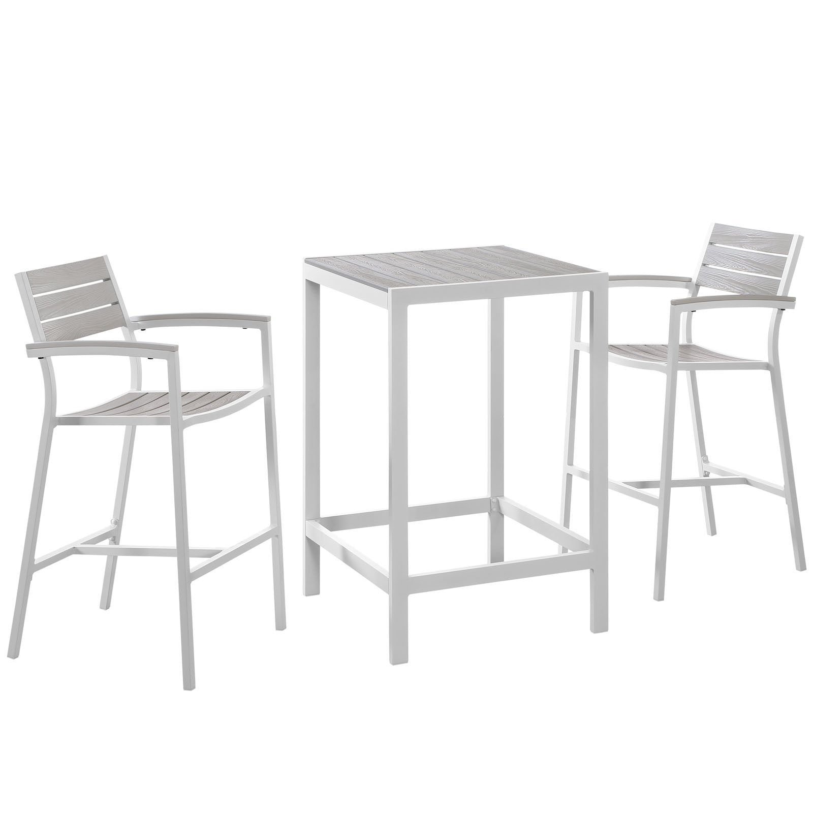 kitchen and dining room sets | CasaFoyer Maine Outdoor Patio Dining Furniture Collection | Synthetic Wood Grain Plank Boards | Aluminum Frame | Contemporary Design | Ideal for Outdoor Dining | Includes Bar Table and Bar Stools | casafoyer.myshopify.com
