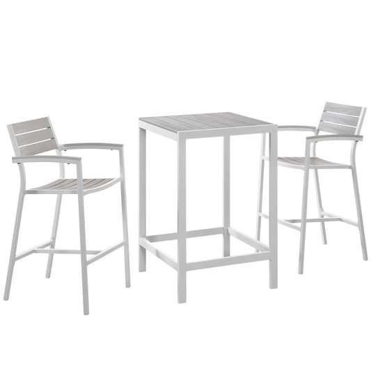 kitchen and dining room sets | CasaFoyer Maine Outdoor Patio Dining Furniture Collection | Synthetic Wood Grain Plank Boards | Aluminum Frame | Contemporary Design | Ideal for Outdoor Dining | Includes Bar Table and Bar Stools | casafoyer.myshopify.com