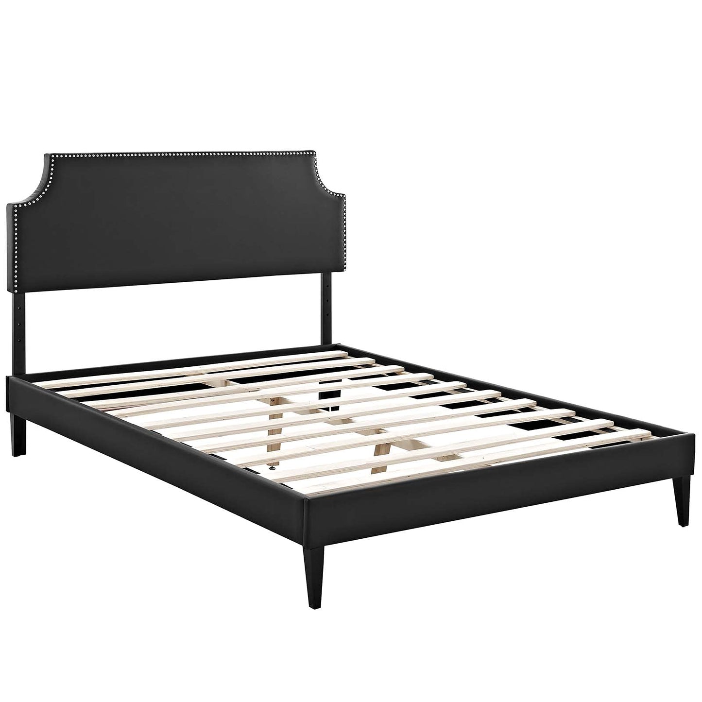adjustable bed bases | CasaFoyer Corene Full Vinyl Platform Bed | Tapered Legs - Black | Solid Wood Frame | Sleek Vinyl Upholstery | No Box Spring Needed | Compatible with Memory Foam Mattresses | Ideal for Modern Bedrooms | casafoyer.myshopify.com