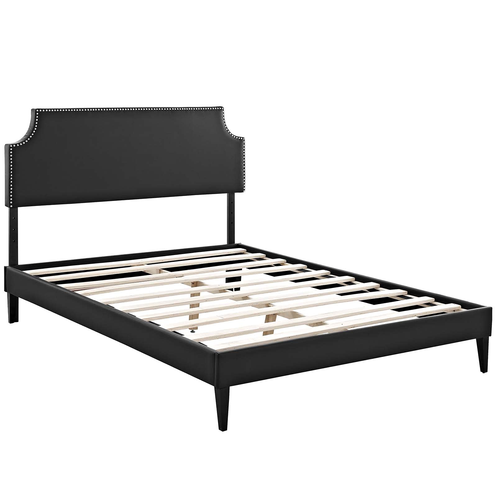 adjustable bed bases | CasaFoyer Corene Full Vinyl Platform Bed | Tapered Legs - Black | Solid Wood Frame | Sleek Vinyl Upholstery | No Box Spring Needed | Compatible with Memory Foam Mattresses | Ideal for Modern Bedrooms | casafoyer.myshopify.com