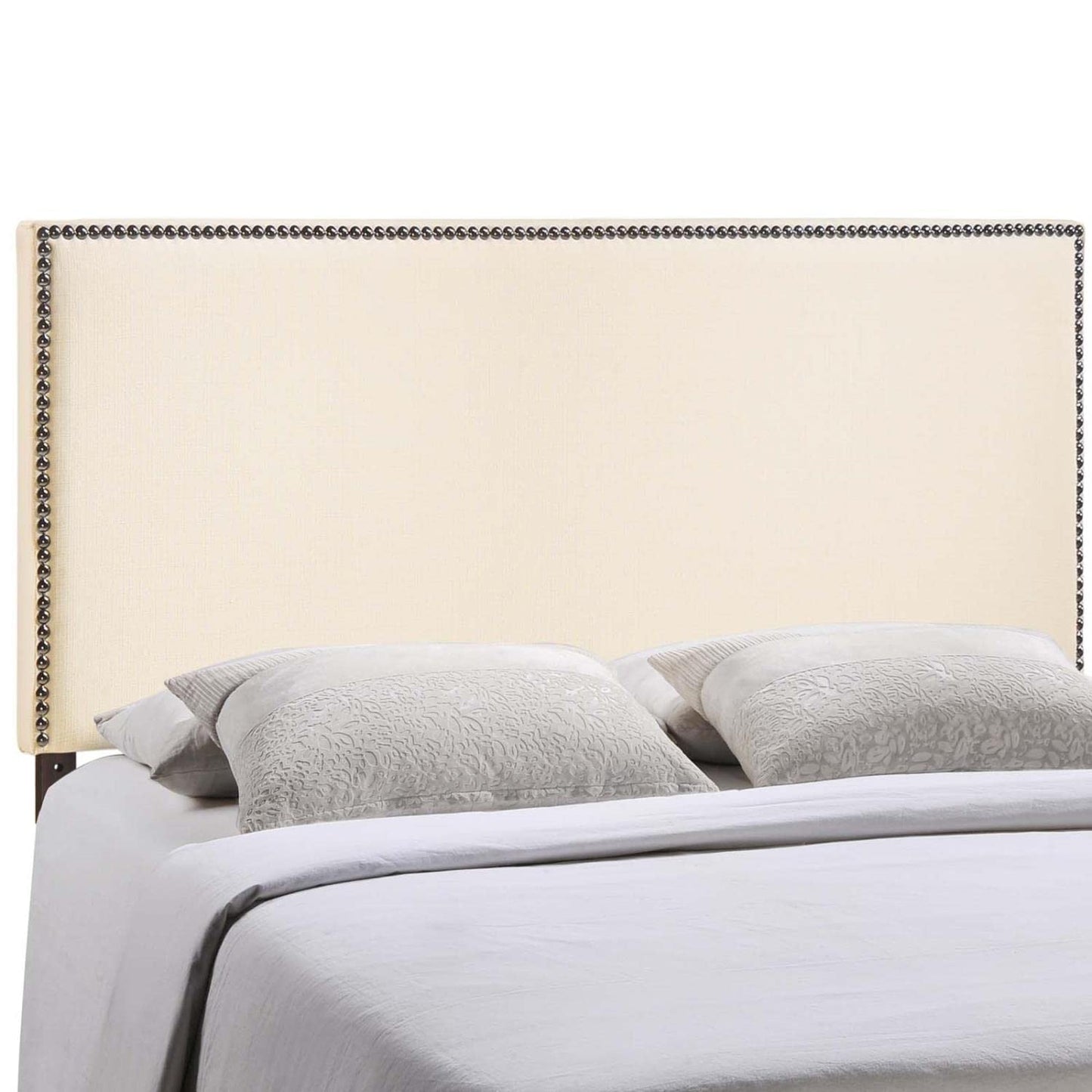 Bed | CasaFoyer  Region Linen Fabric Upholstered King Headboard | Spacious & Elegant | Particleboard & Solid Wood | Nailhead Trim | Contemporary Charm | Fits Most King Beds | casafoyer.myshopify.com