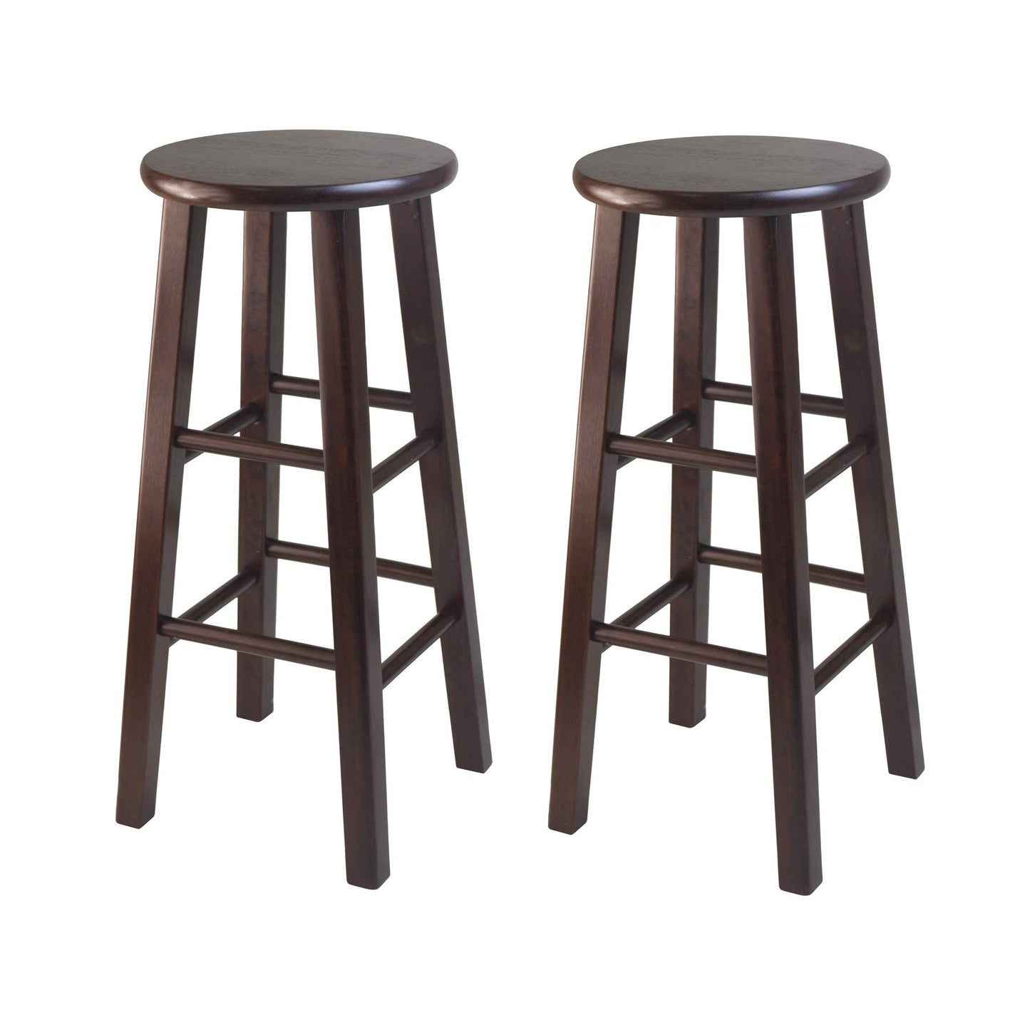 barstools | CasaFoyer Black Bar Stools Set of 2 | 29 Height | Square Legs | Solid Wood | Antique Walnut Finish | Additional Seating | 13.60 W x 13.60 D x 29.1 H | 18.9 lbs | casafoyer.myshopify.com