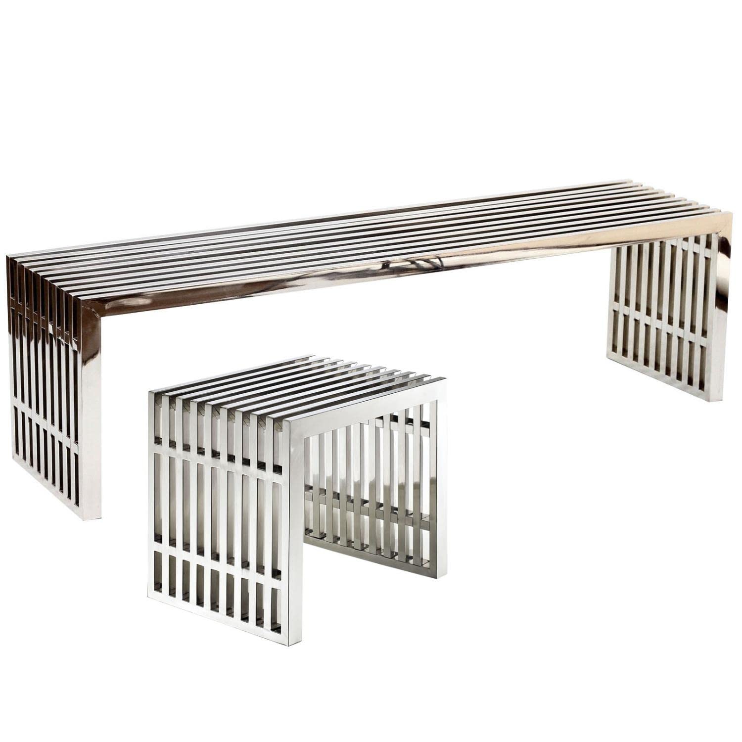childrens table and chair sets | CasaFoyer Gridiron Stainless Steel Bench Set | Contemporary Design | Transformative & Vibrant | Large & Small Benches | Perfect for Any Space | casafoyer.myshopify.com