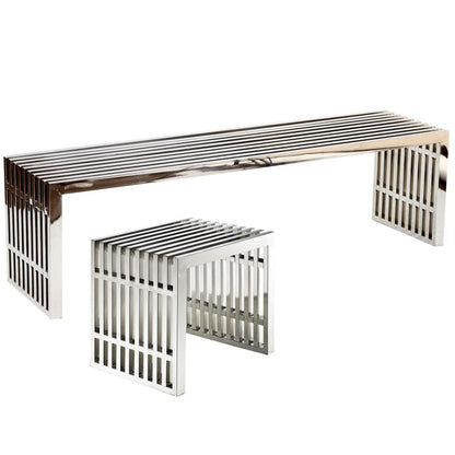 childrens table and chair sets | CasaFoyer Gridiron Stainless Steel Bench Set | Contemporary Design | Transformative & Vibrant | Large & Small Benches | Perfect for Any Space | casafoyer.myshopify.com