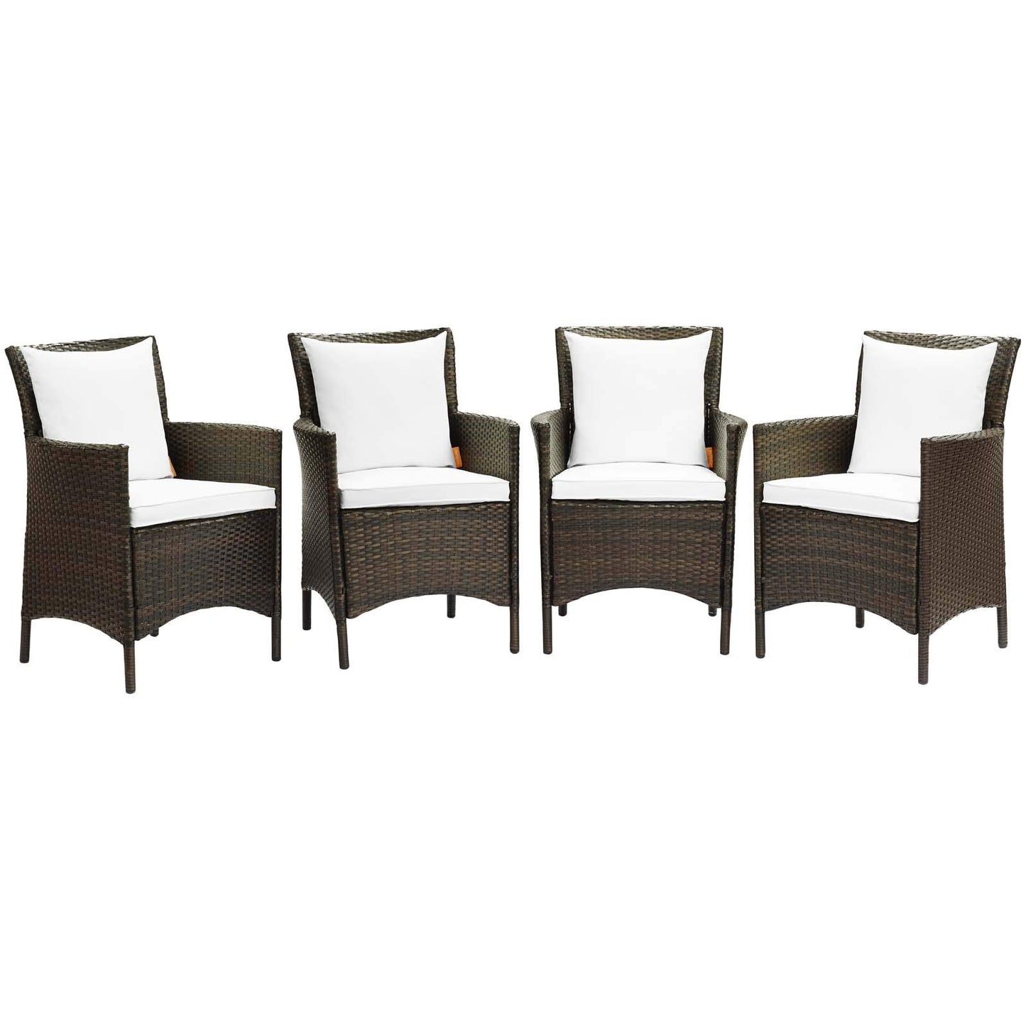 patio bistro sets | CasaFoyer Conduit Outdoor Patio Dining Armchair Set of 4 | Transitional Style | Powder-Coated Aluminum Frames | UV-Resistant Wicker Rattan | Waterproof Cushions | casafoyer.myshopify.com