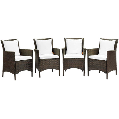 patio bistro sets | CasaFoyer Conduit Outdoor Patio Dining Armchair Set of 4 | Transitional Style | Powder-Coated Aluminum Frames | UV-Resistant Wicker Rattan | Waterproof Cushions | casafoyer.myshopify.com