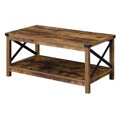 TABLE | Durango Coffee Table with Shelf | Industrial Farmhouse Style | Durable Particleboard & Metal Construction | Ample Surface Area & Storage Space | Ergode Durango Collection | casafoyer.myshopify.com