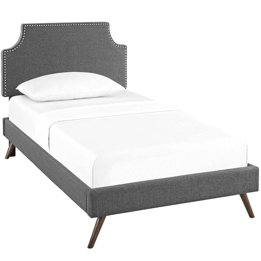 Bed | CasaFoyer Corene Platform Bed | Solid Wood Frame | Polyester Upholstery | Tapered Legs | Memory Foam Mattress Compatible | Gray | casafoyer.myshopify.com