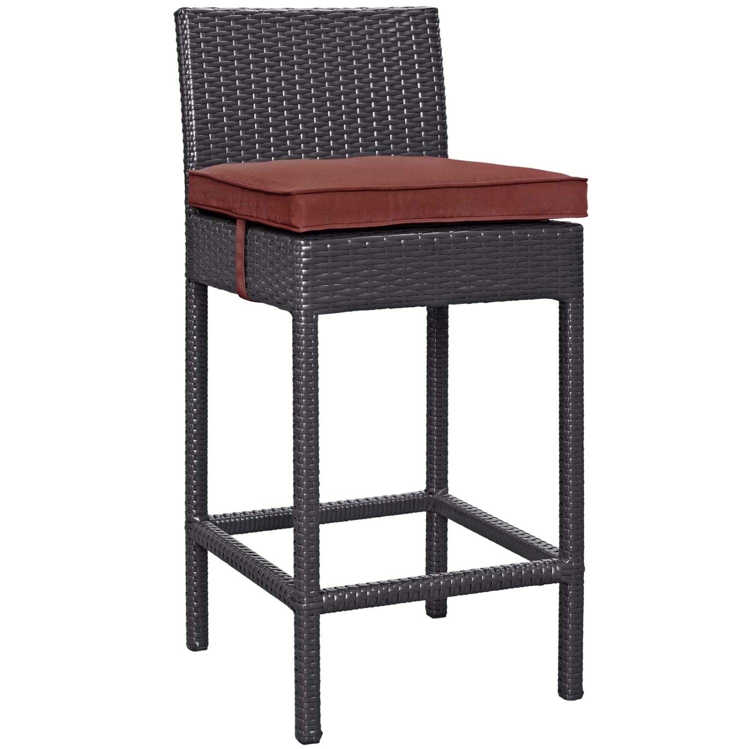 STOOL_SEATING | Convene Outdoor Bar Stool | Synthetic Rattan | Aluminum Frame | Weather-Resistant Cushions | Elevate Your Outdoor Dining Experience | casafoyer.myshopify.com