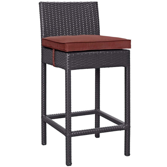 STOOL_SEATING | Convene Outdoor Bar Stool | Synthetic Rattan | Aluminum Frame | Weather-Resistant Cushions | Elevate Your Outdoor Dining Experience | casafoyer.myshopify.com