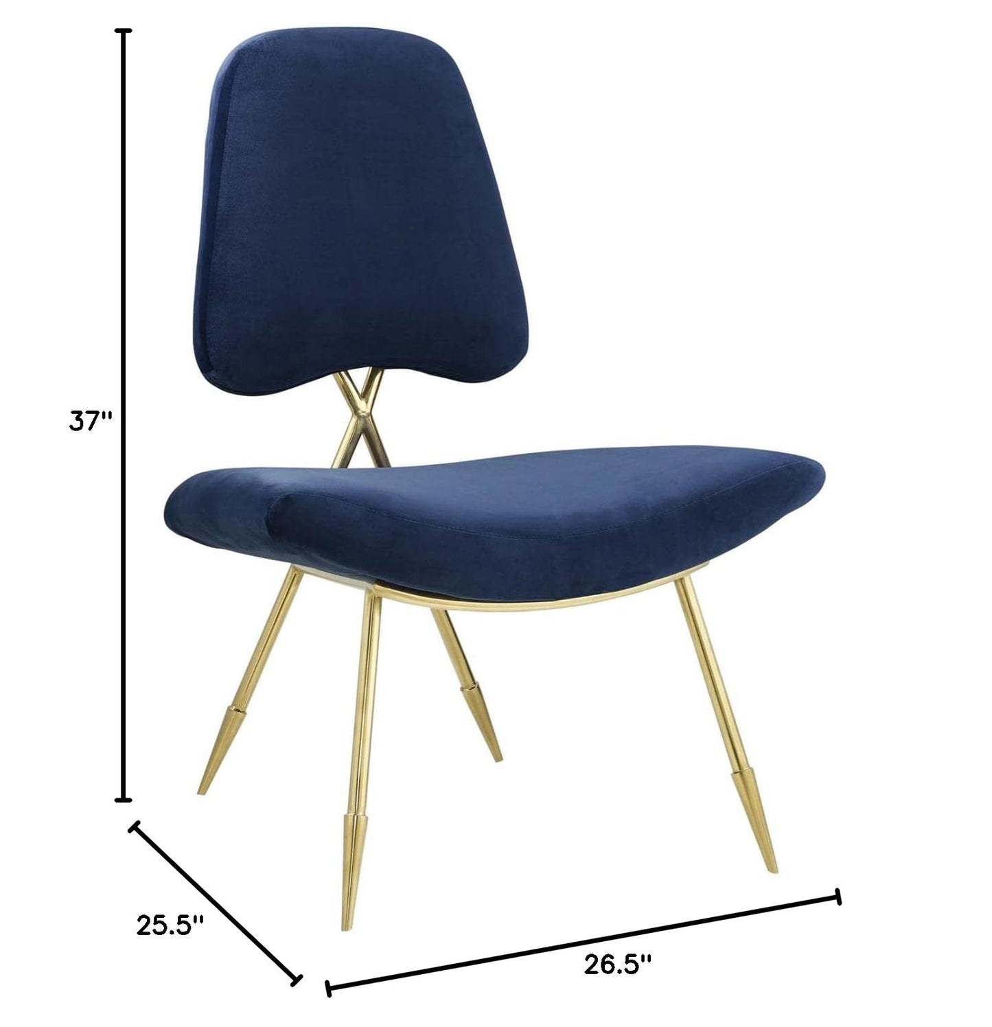 home office desk chairs | CasaFoyer Ponder Performance Velvet Lounge Chair | Comfortable | Stain-Resistant | Gold Stainless Steel Frame | Modern Navy Design | casafoyer.myshopify.com