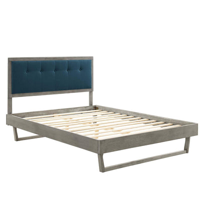 Bed | CasaFoyer Willow Tufted Wood King Platform Bed | Contemporary Charm | Natural Appeal | Mid-Century Design | Button Tufted Headboard | Sturdy Materials | Wood Slat Support | No Box Spring Needed | 601 lbs Weight Capacity | casafoyer.myshopify.com