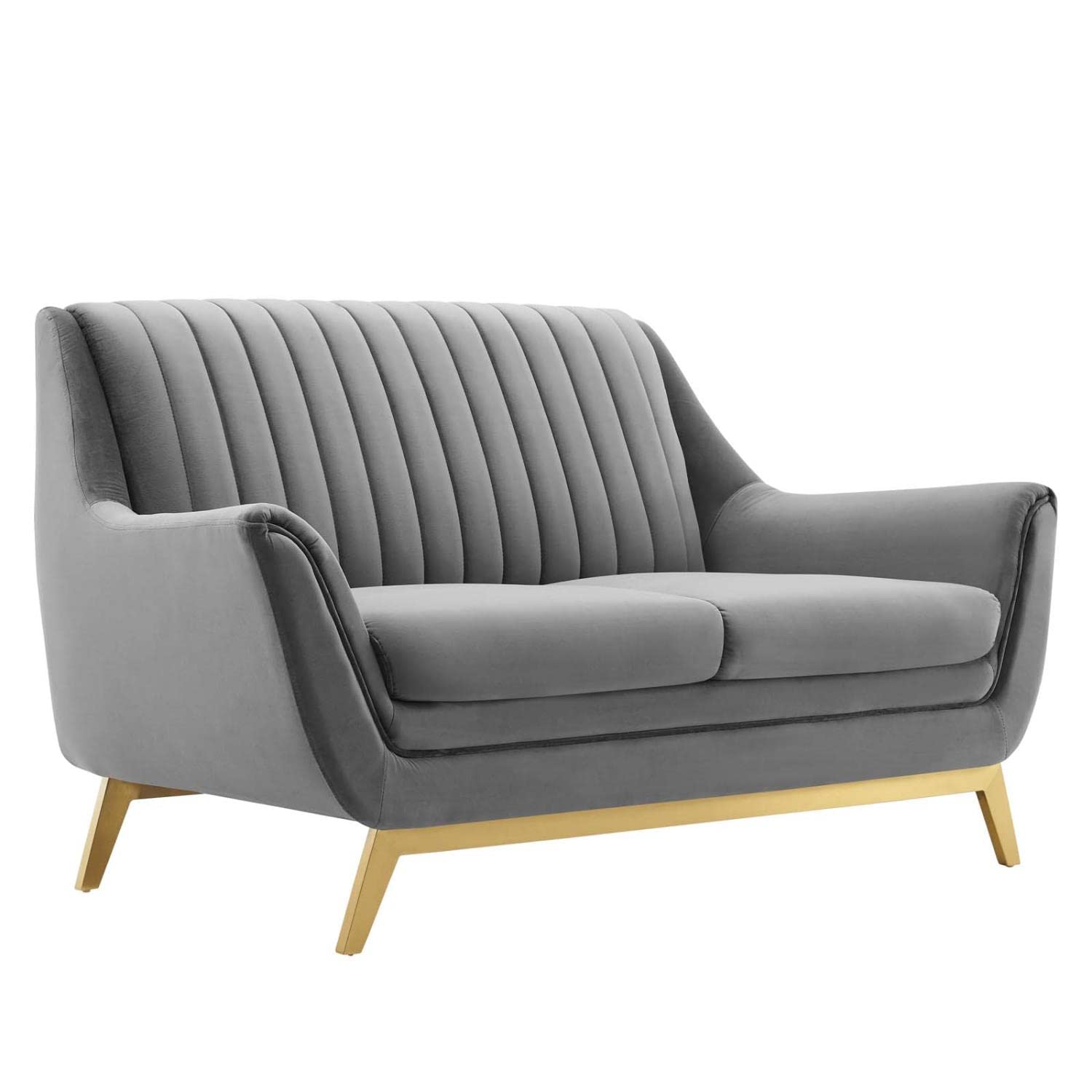sofas | CasaFoyer Winsome Channel Tufted Performance Velvet Loveseat | Elegant Vintage Design | Stain-Resistant | Comfortable Foam Padding | Gold Accents | 600 lbs Capacity | casafoyer.myshopify.com