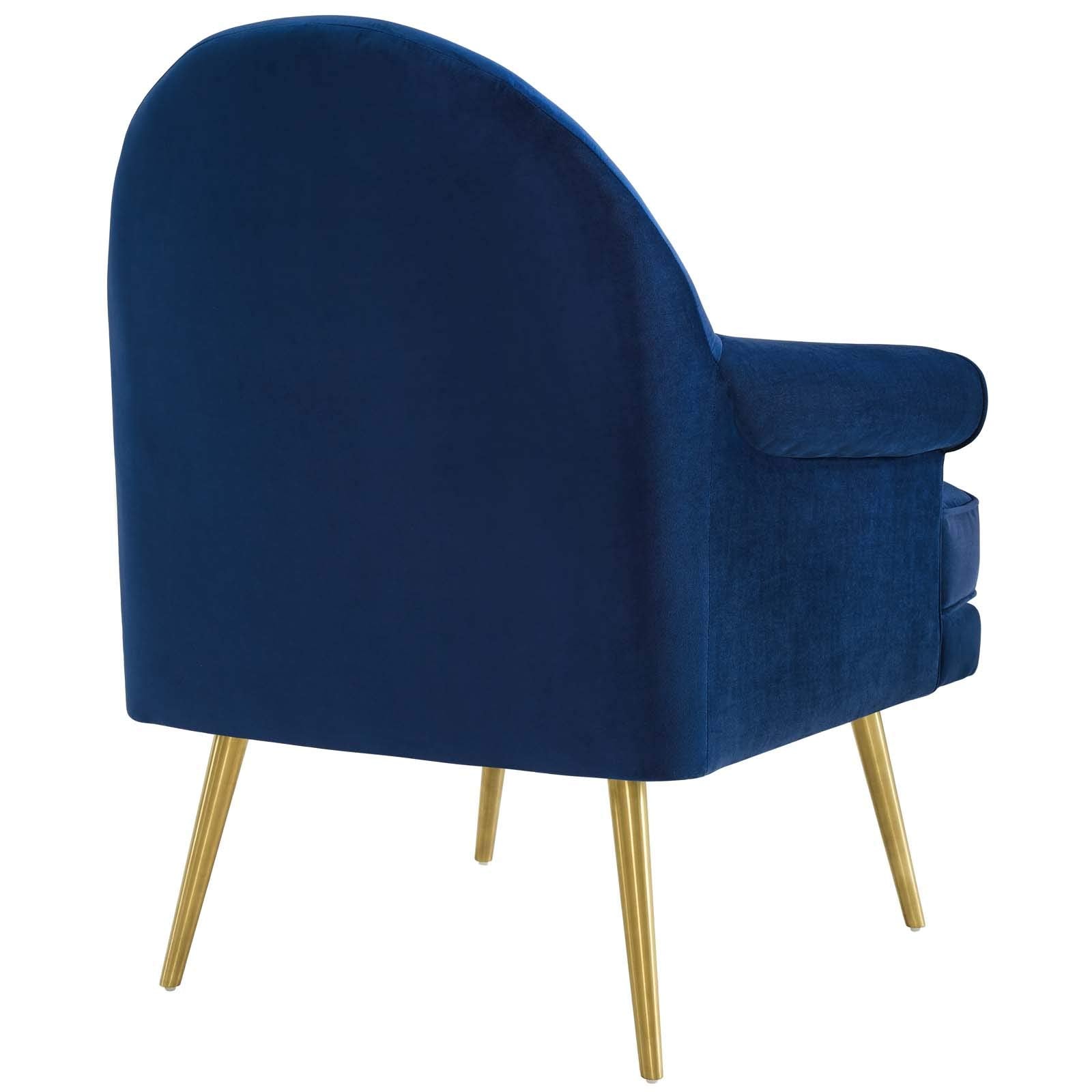 home office desk chairs | CasaFoyer Revive Accent Armchair | Vintage Glam Design | Stain-Resistant Velvet | Comfortable Foam Padding | Gold Stainless Steel Legs | Navy | casafoyer.myshopify.com