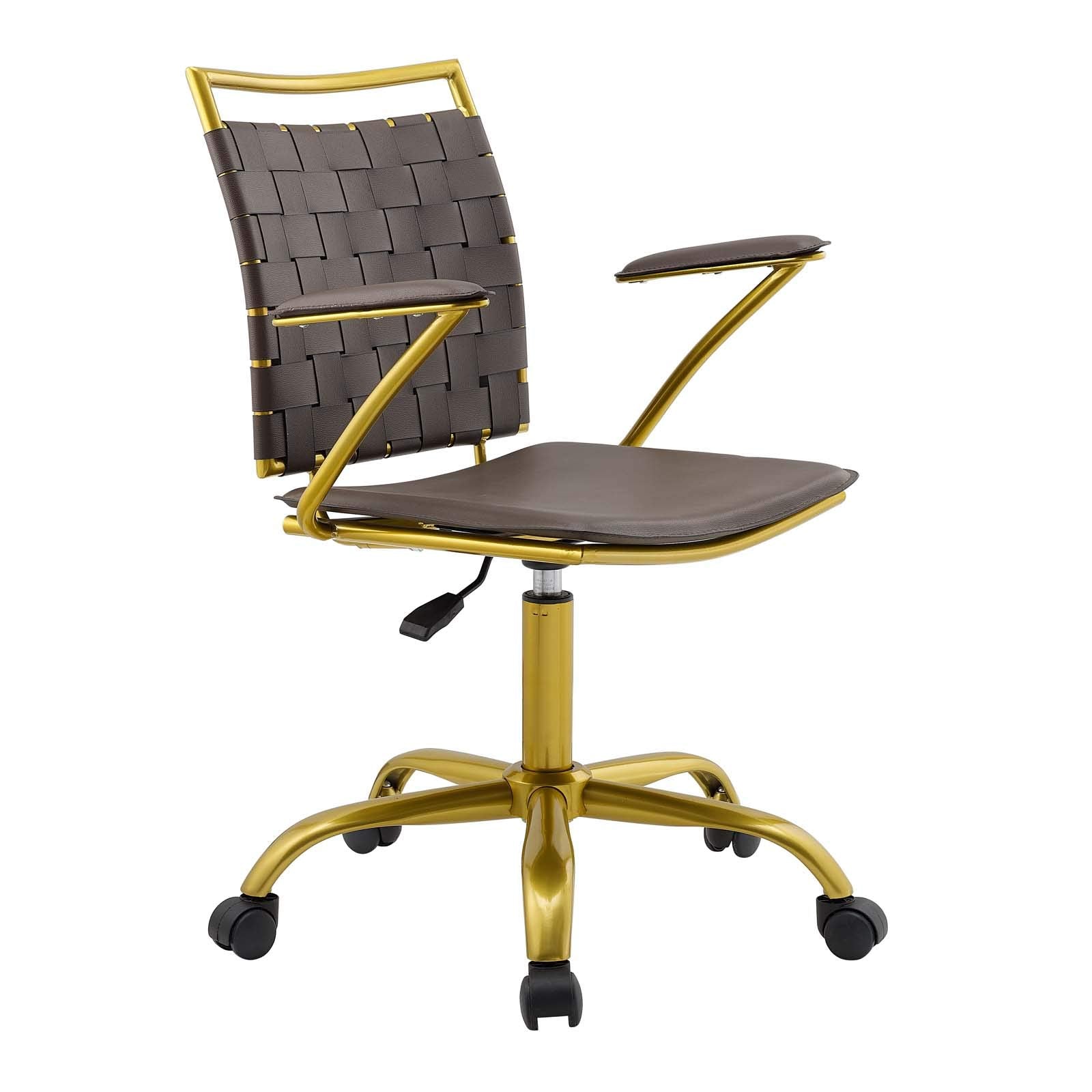 home office desk chairs | CasaFoyer Fuse Office Chair | Contemporary Design | Adjustable Height | Faux Leather Webbing Back | Foam Cushion | Gold-Plated Base | Padded Armrests | Dual-Wheeled Casters | Productive & Fashionable Workspace | casafoyer.myshopify.com