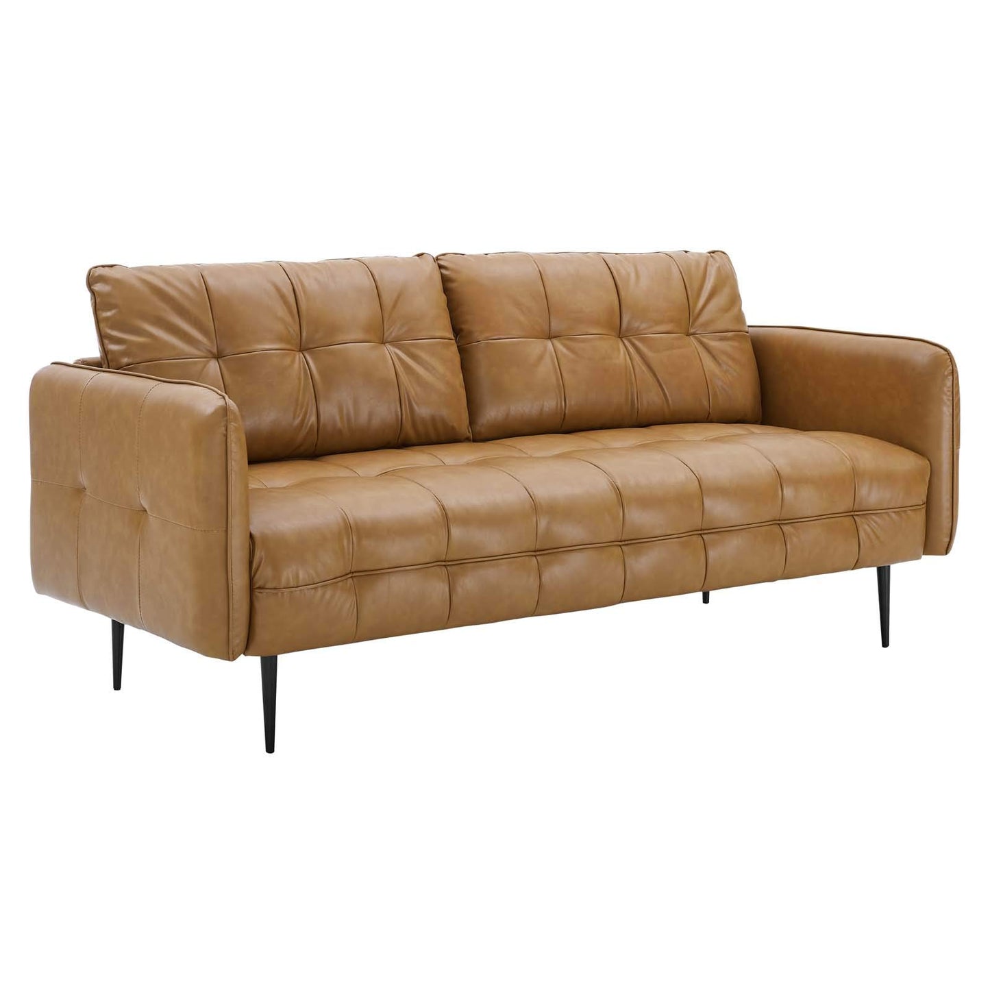 sofas | CasaFoyer Cameron Tufted Vegan Leather Sofa | Contemporary Mid-Century Design | Luxurious Seating | Sturdy Construction | Easy Assembly | 900 lbs Weight Capacity | casafoyer.myshopify.com
