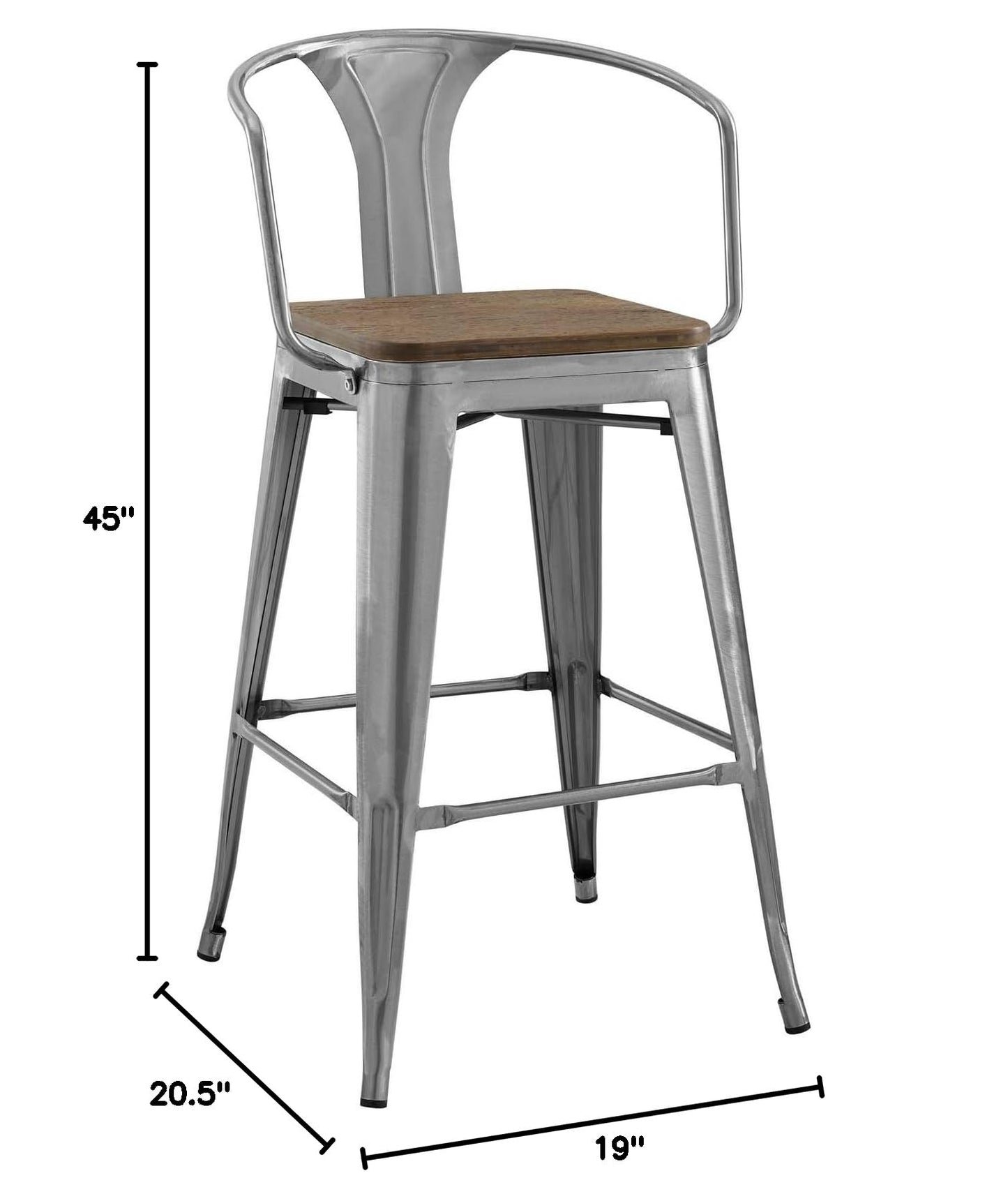 barstools | CasaFoyer Promenade Arm Bamboo & Metal Bar Stool | Vintage Steel Finish | Industrial Modern Design | Versatile & Stylish | Enhance Your Space | casafoyer.myshopify.com
