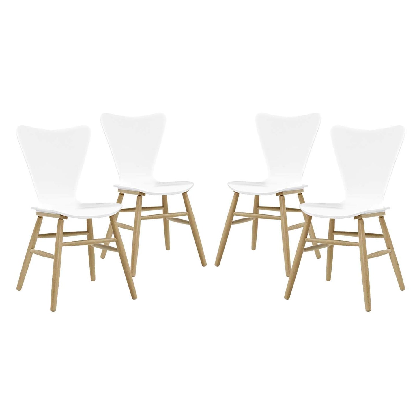 home office desk chairs | CasaFoyer Cascade Dining Chair Set of 4 | Mid-Century Modern Design | Contoured Seat | Beechwood Legs | 331lb Weight Capacity | White | casafoyer.myshopify.com