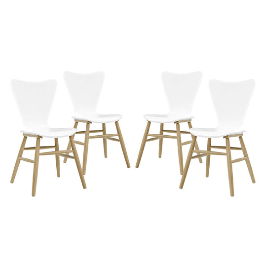 home office desk chairs | CasaFoyer Cascade Dining Chair Set of 4 | Mid-Century Modern Design | Contoured Seat | Beechwood Legs | 331lb Weight Capacity | White | casafoyer.myshopify.com
