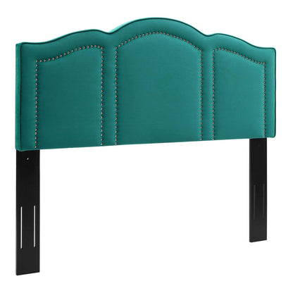 headboards | CasaFoyer Cecilia Performance Velvet Full/Queen Headboard | Elegant Deco Style | Nailhead Trim | Adjustable Height | Soft & Stain-Resistant Upholstery | casafoyer.myshopify.com