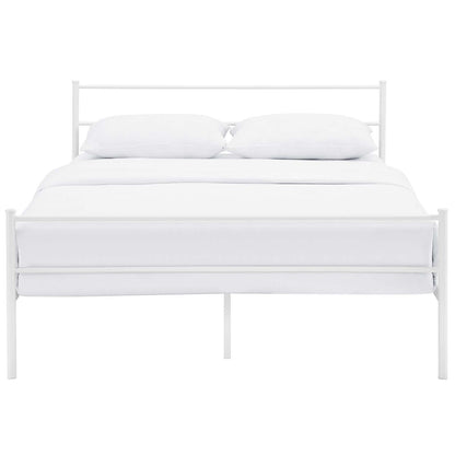Bed | CasaFoyer Alina Platform Queen Bed Frame | Rustic Design | Sturdy Steel Frame | Supports 1323 lbs | No Box Spring Needed | Compatible with Memory Foam, Spring, Latex, Hybrid Mattresses | Mattress not included | casafoyer.myshopify.com