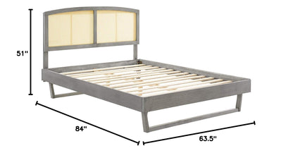 Bed | CasaFoyer Sierra Woven Cane Rattan Wood Queen Platform Bed | Mid-Century Modern Design | Tropical Flair | Durable & Stable | No Box Spring Needed | Gray | casafoyer.myshopify.com