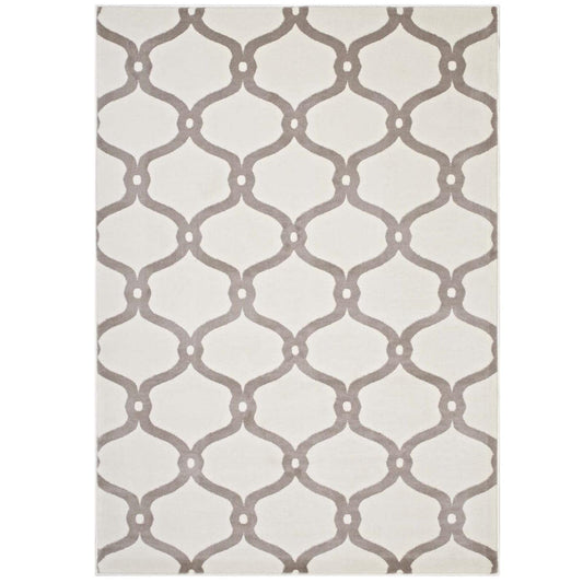 area rugs | CasaFoyer Beltara Chain Link Transitional Trellis Area Rug | Durable | Stain Resistant | Easy to Clean | Rubber Bottom | 5x8 Size | Beige and Ivory | casafoyer.myshopify.com