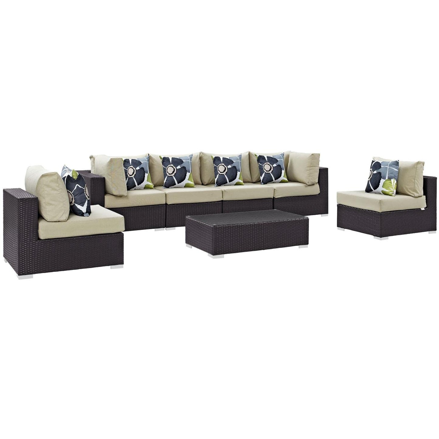 kitchen and dining room sets | CasaFoyer Convene Outdoor Sectional Set | Durable Rattan Weave | Weather-Resistant Cushions | 7 Piece Patio Sofa Set | Espresso Beige | casafoyer.myshopify.com
