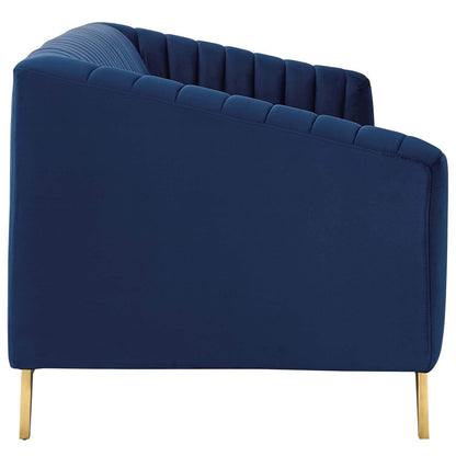 home office desk chairs | CasaFoyer Valiant Performance Velvet Sofa | Retro Modern Design | Vertical Channel Tufting | Stain-Resistant Upholstery | Luxurious Comfort | Gold Stainless Steel Legs | 900 lbs Capacity | casafoyer.myshopify.com