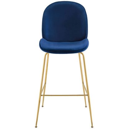 barstools | CasaFoyer Scoop Bar Stool | Vintage Glamour | Gold Stainless Steel Frame | Performance Velvet Upholstery | Padded Seat | Contemporary Design | Pub Height | casafoyer.myshopify.com