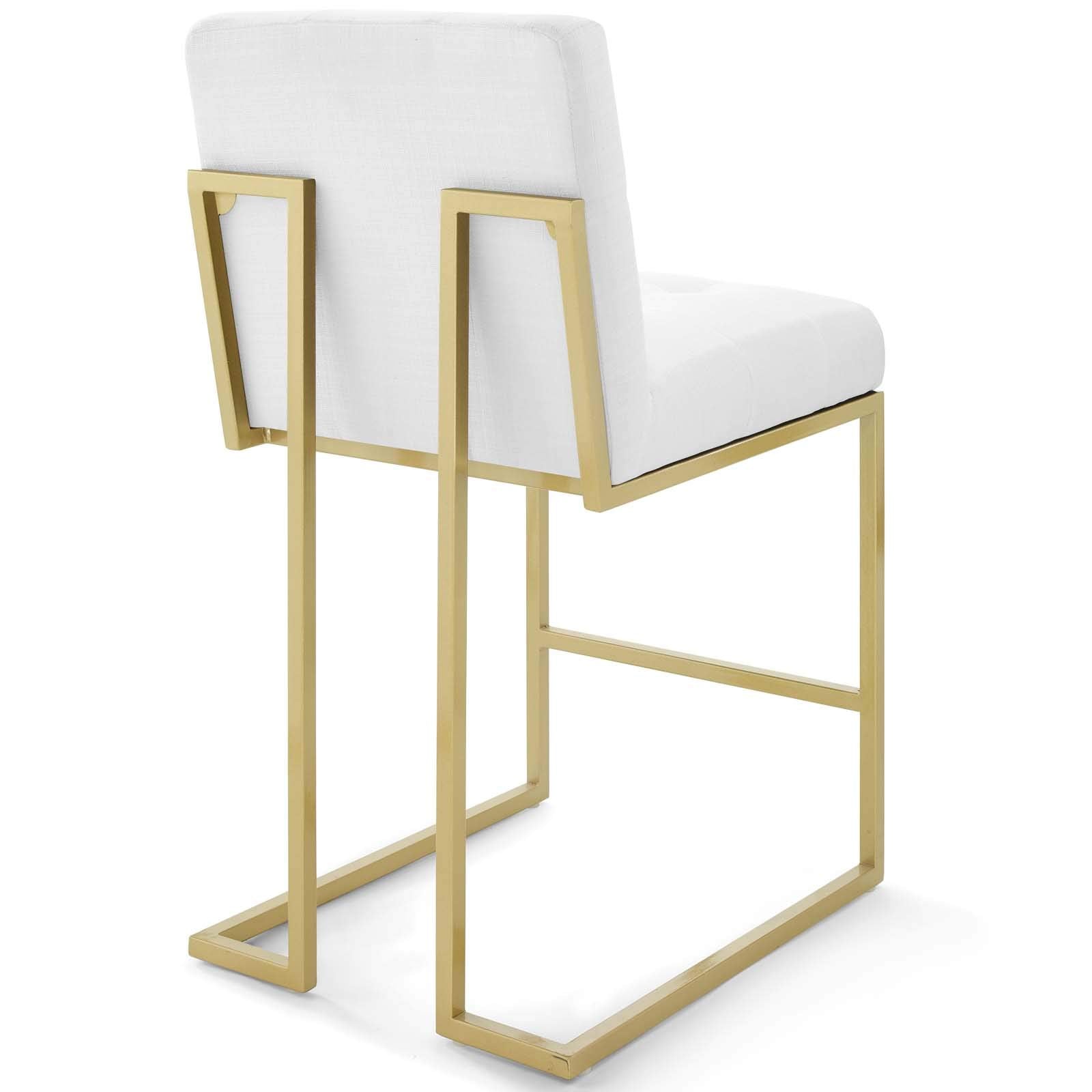home office desk chairs | CasaFoyer Privy Counter Stool Set of 2 | Gold Stainless Steel Base | Plush Fabric Upholstery | No Assembly | Enhance Dining Aesthetics | casafoyer.myshopify.com