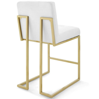 home office desk chairs | CasaFoyer Privy Counter Stool Set of 2 | Gold Stainless Steel Base | Plush Fabric Upholstery | No Assembly | Enhance Dining Aesthetics | casafoyer.myshopify.com