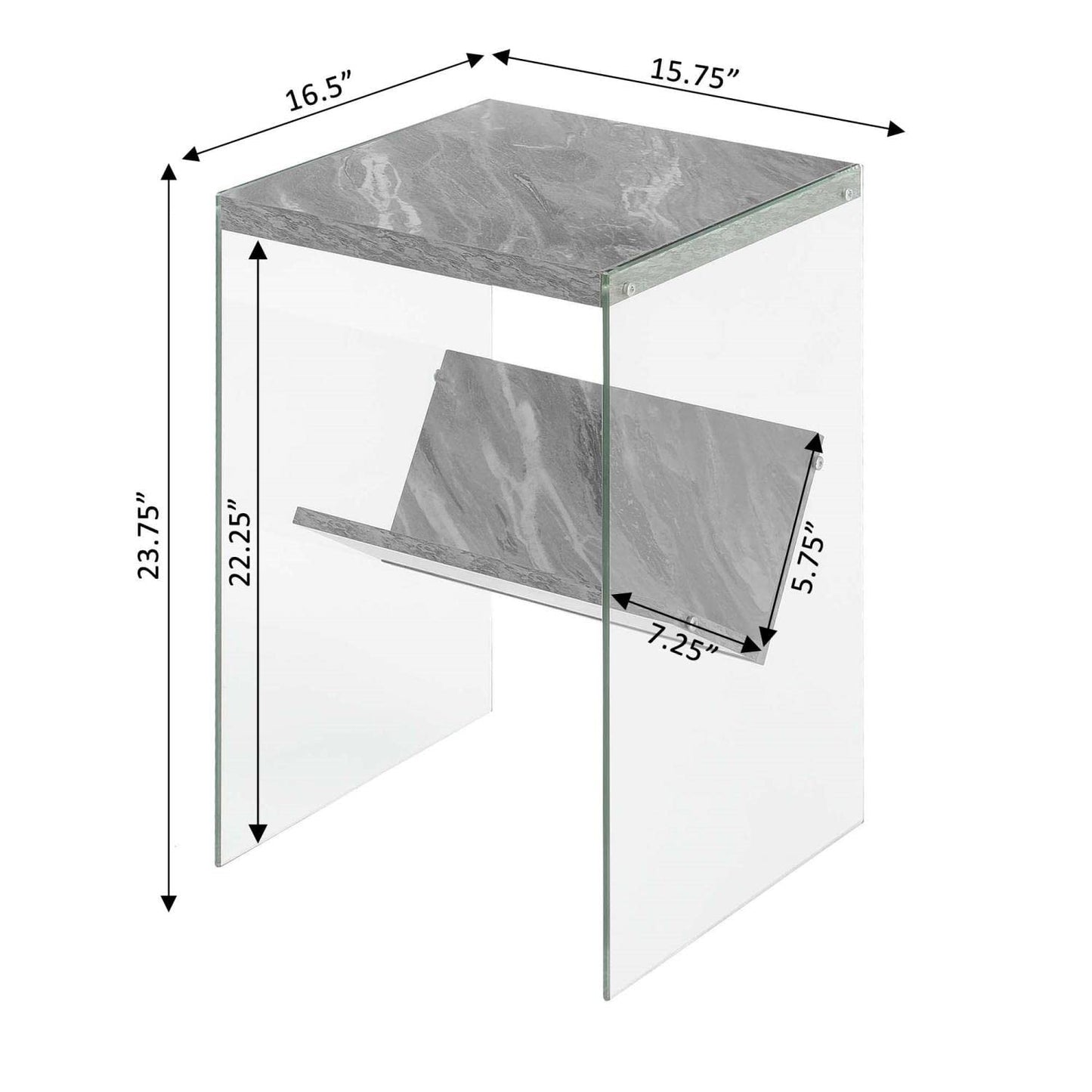 TABLE | Ergode SoHo End Table with Shelf | Sleek & Stylish Design | Tempered Glass Sides | Sturdy Surface Top | Ideal for Remotes & Reading Material | casafoyer.myshopify.com