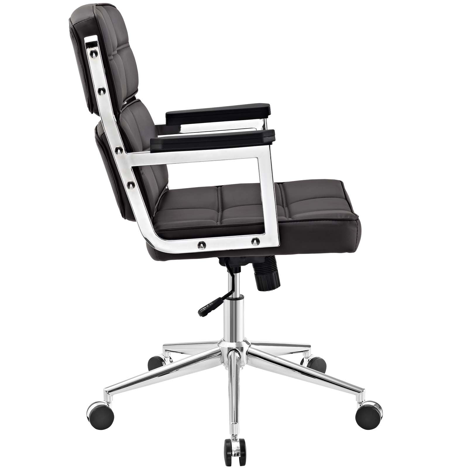 home office desk chairs | CasaFoyer Portray Highback Office Chair | Tiled Design | Chrome Steel Frame | Foam Padding | Mobility | Tilt Control | Height Adjustment | Brown | casafoyer.myshopify.com