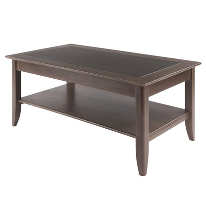 TABLE | Ergode  Wood Santino Coffee Table | Contemporary Oyster Gray Finish | Solid Wood Frame | Wide Lower Shelf for Storage | 40 W x 22.64 D x 18.03 H | casafoyer.myshopify.com