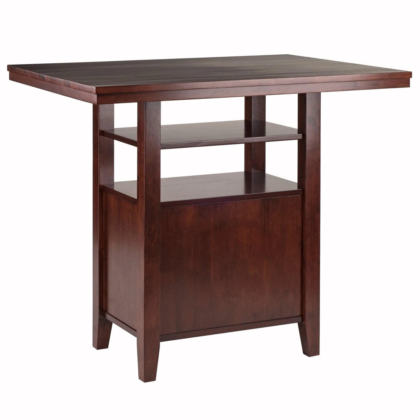 TABLE | CasaFoyer  Wood Albany High Table | Retro Design | Space-Saving | Multiple Uses | Kitchen, Dining, Dorm Room | Walnut Finish | Sleek Handles | Complete Set with Counter Stools | Easy Assembly | 41.7W x 29.9D x 35.8H | casafoyer.myshopify.com