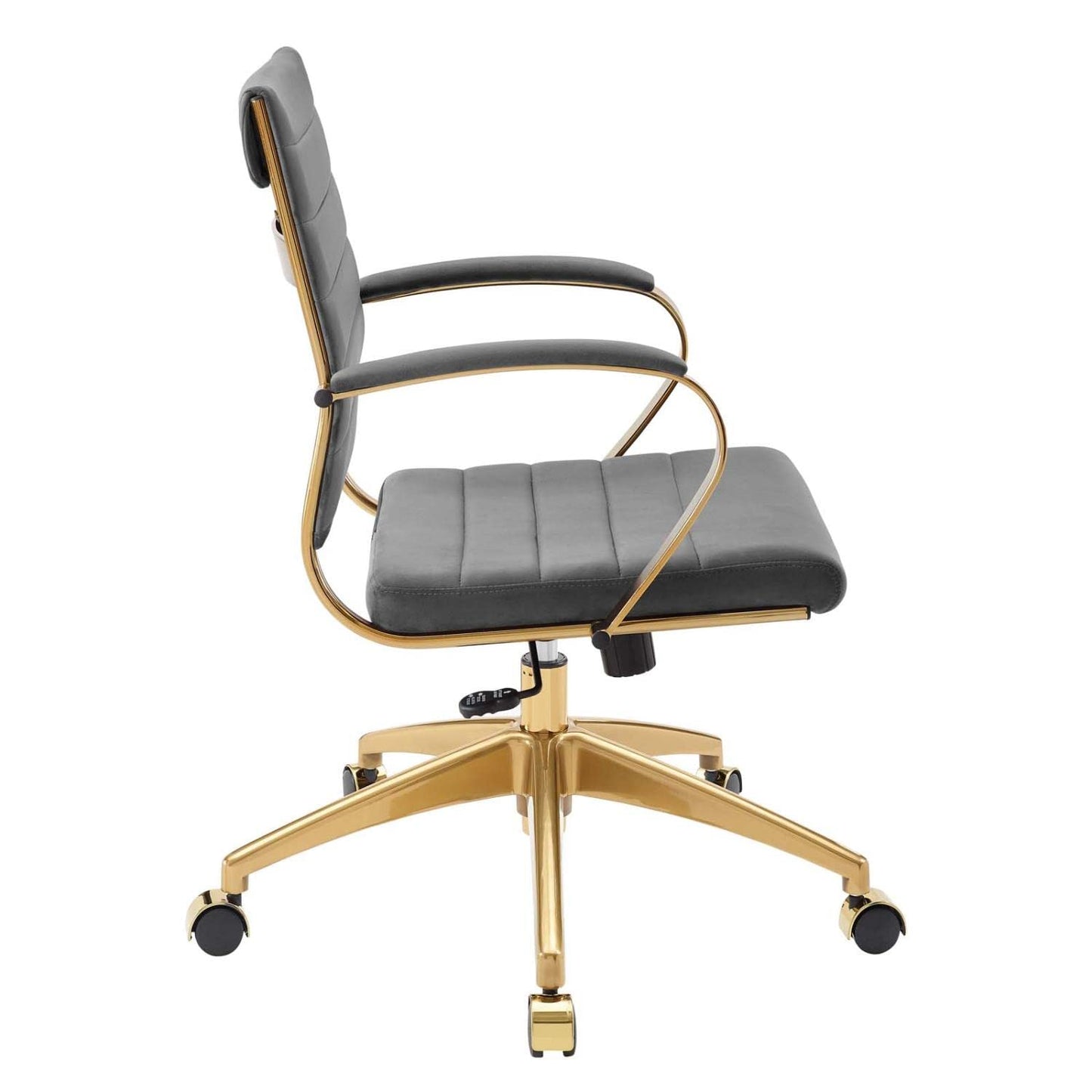 home office desk chairs | CasaFoyer Jive Mid Back Office Chair | Stylish & Functional | Ribbed Velvet Back | Stain-Resistant Performance Velvet | 90-Degree Wrist Angling | Chrome-Plated Aluminum Base | Easy Mobility | Tension Knob & Tilt Lock | Modern Office Design | Gray | casafoyer.myshopify.com